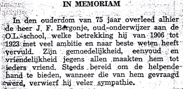 Overlijdensbericht J.F. Bergonje